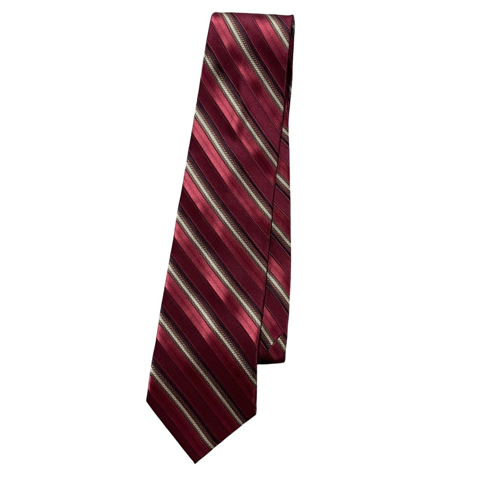 Siena Collezione Tie Mens One Size Red Striped Classic Satin Silk Necktie